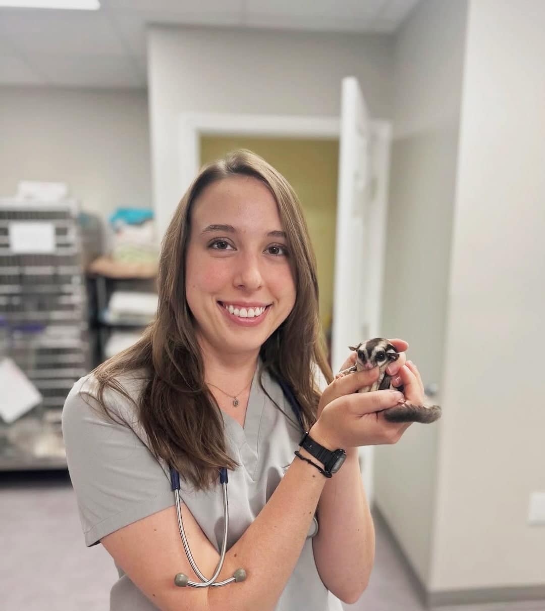 Dr. Clendinen at Huntsville Veterinary Animal Hospital with a kitten on his shoulder